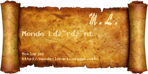Mende Lóránt névjegykártya